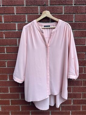 Mandy Evans Blush Pink High-Low Blouse 3/4 Sleeve Women’s Tunic Top